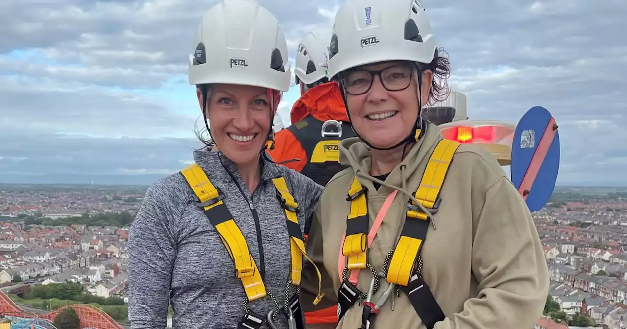 Walking up Pleasure Beach's The Big One to help families needing a boost