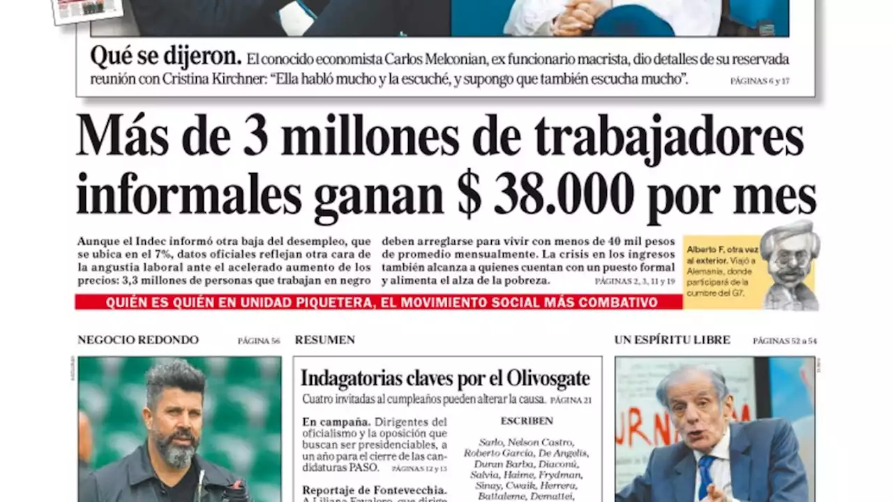 La tapa del Diario PERFIL de este domingo 26 de junio de 2022