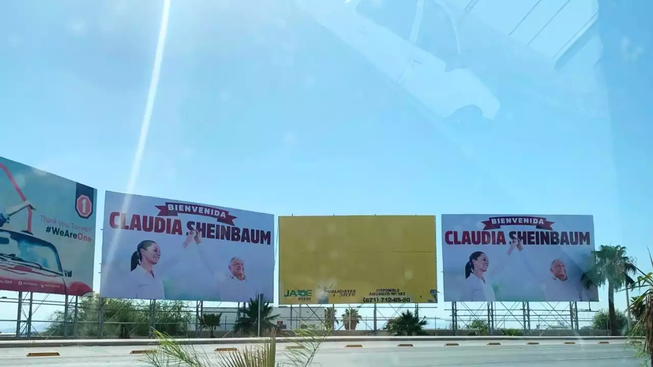 Propaganda de Sheinbaum y Adán Augusto López, “corcholatas” de Morena, destaca en Coahuila