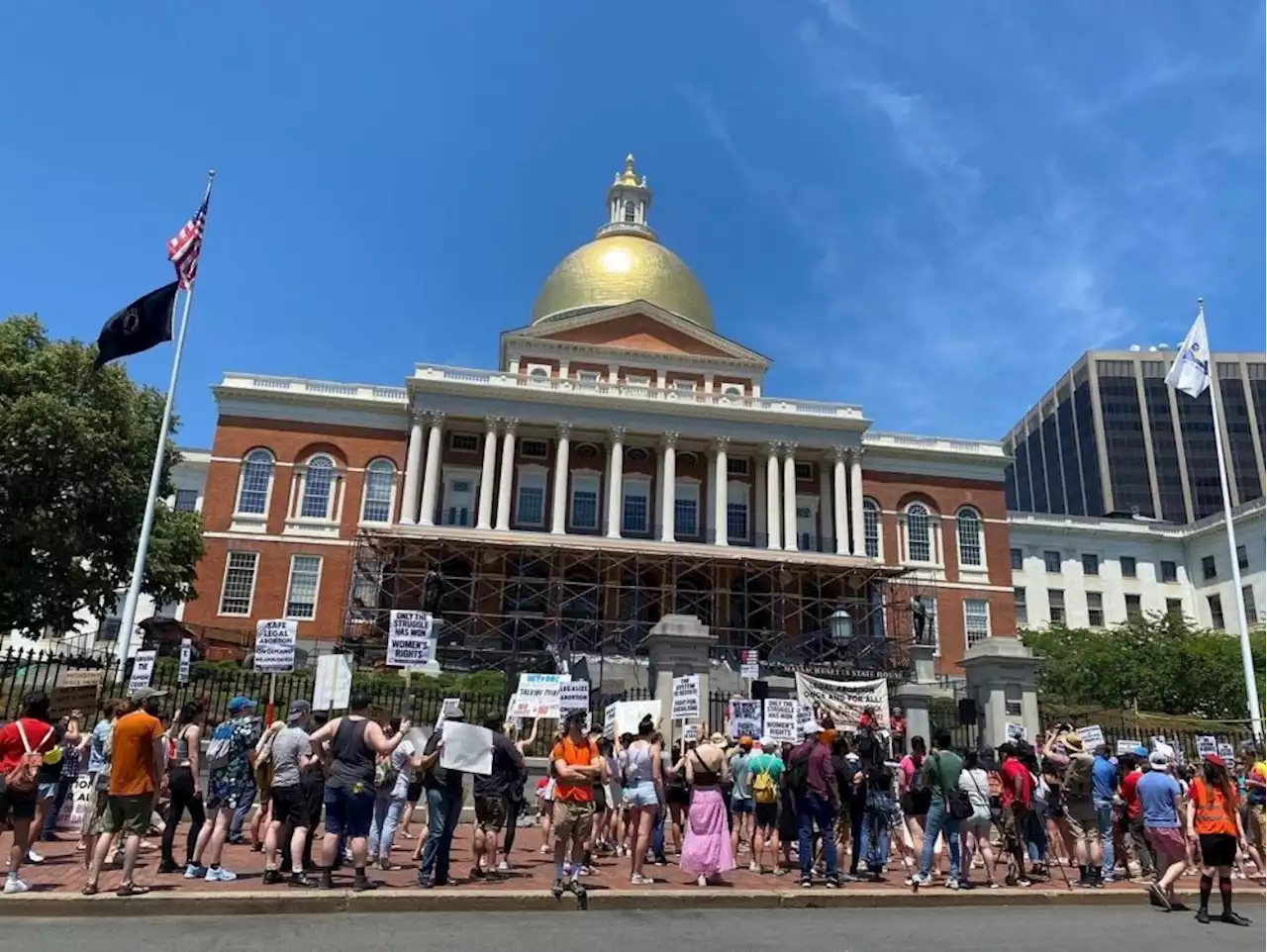 Demonstrators in Boston rally against the Supreme Court Roe v. Wade reversal for a second day