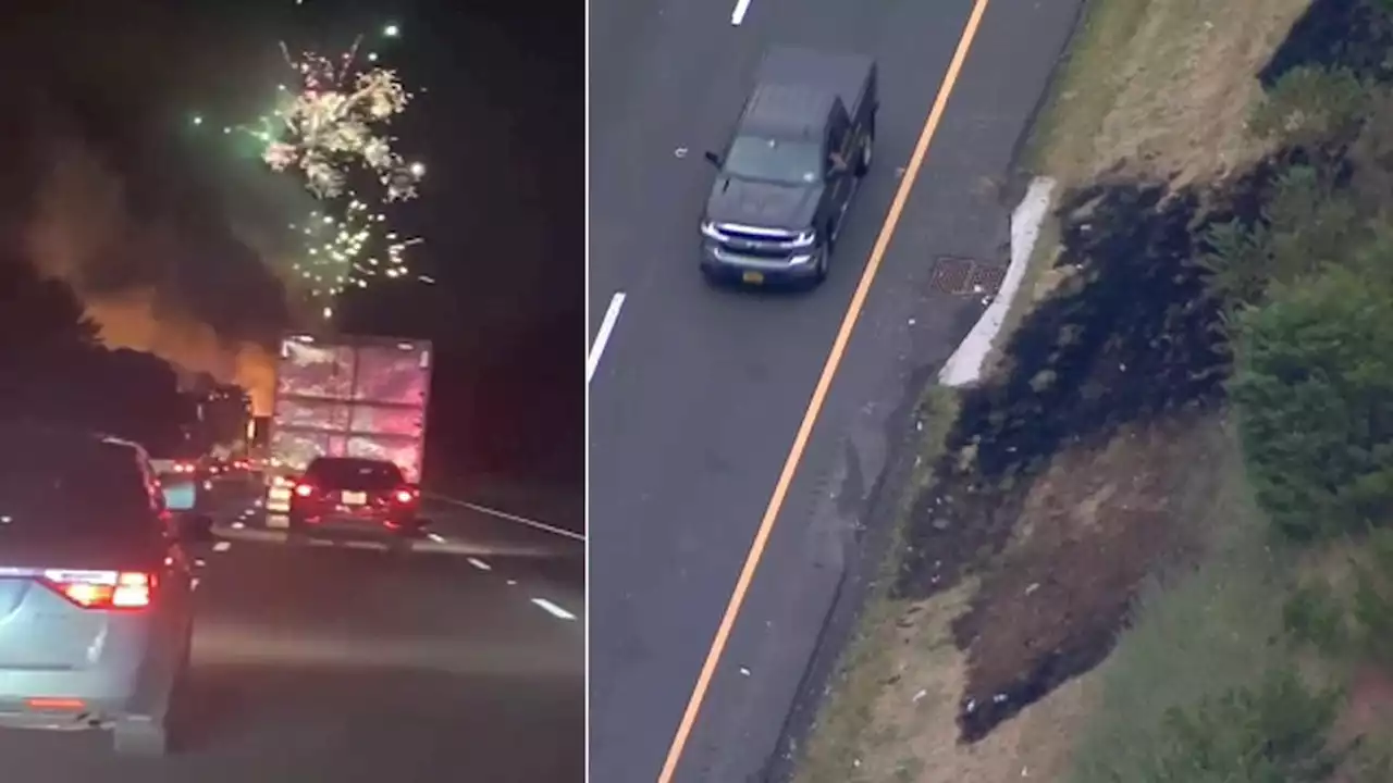 Truck carrying fireworks catches fire on I-287 in Bridgewater