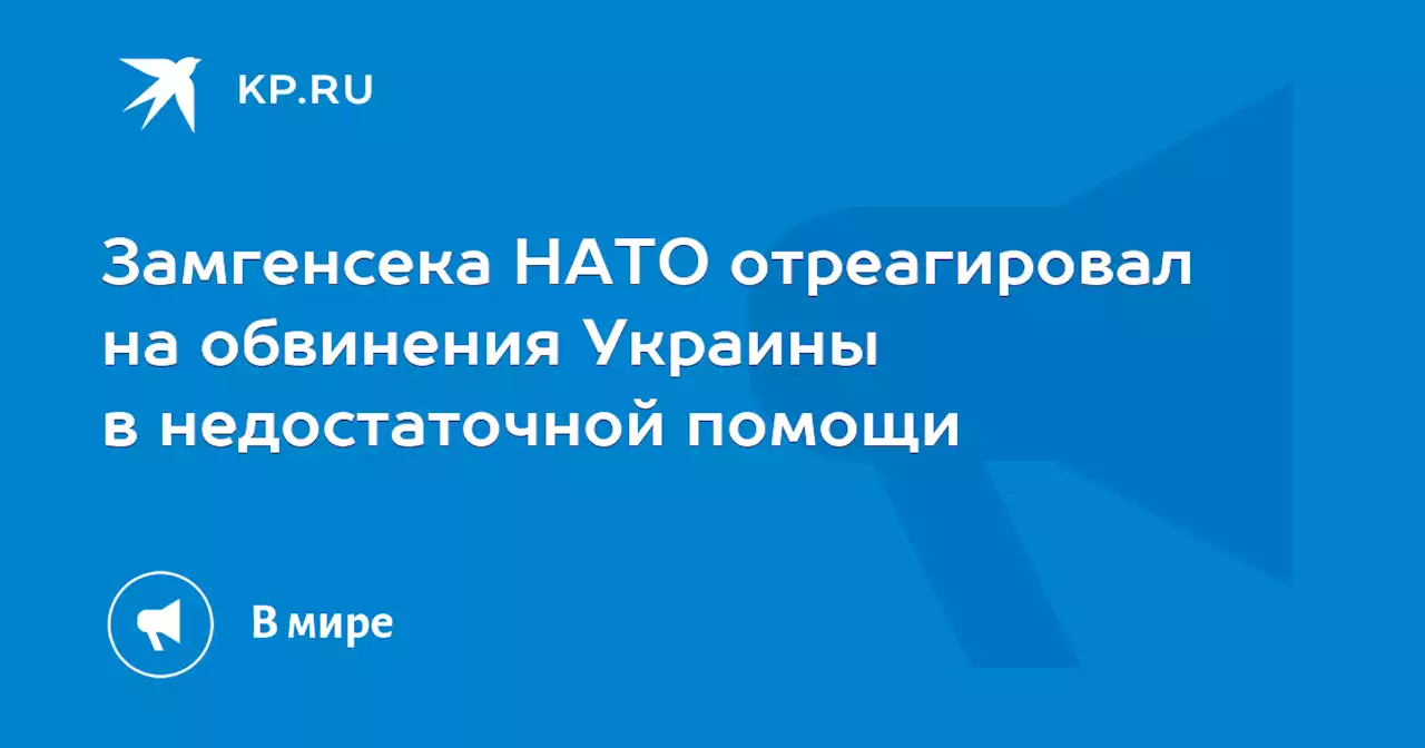 Замгенсека НАТО отреагировал на обвинения Украины в недостаточной помощи