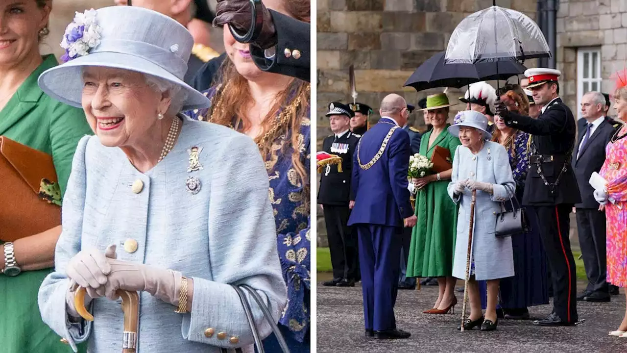 Smiling Queen, 96, stands with walking stick in first public appearance since Jubilee weekend