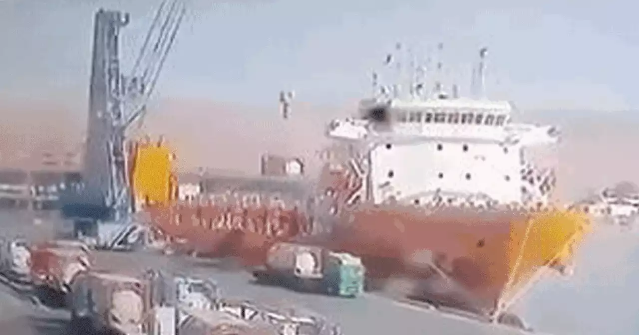 Dockworkers flee for their lives after toxic chemical explosion at port