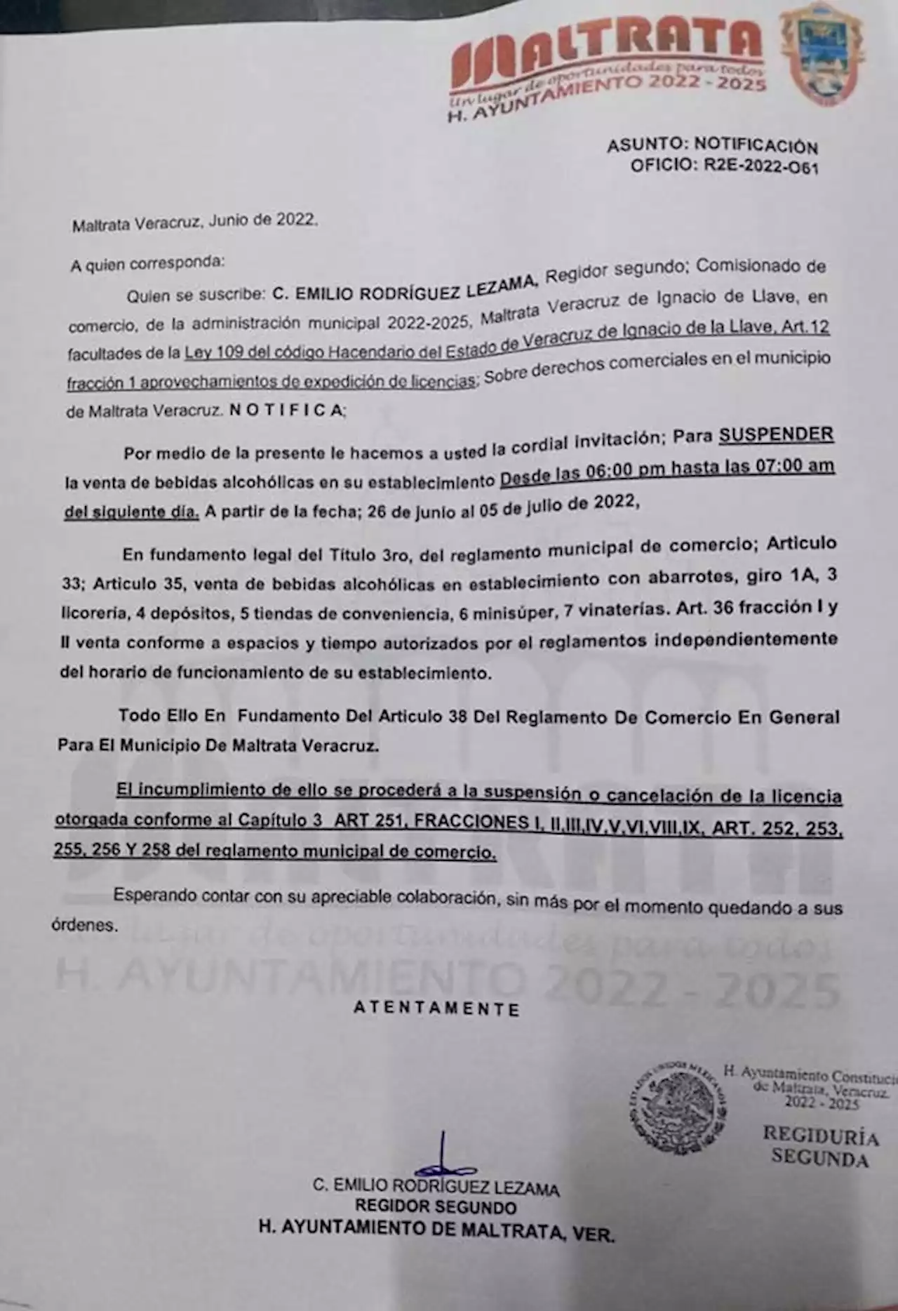 Alcaldía de Maltrata pone puestos de cerveza y le ordena a comercios no vender alcohol