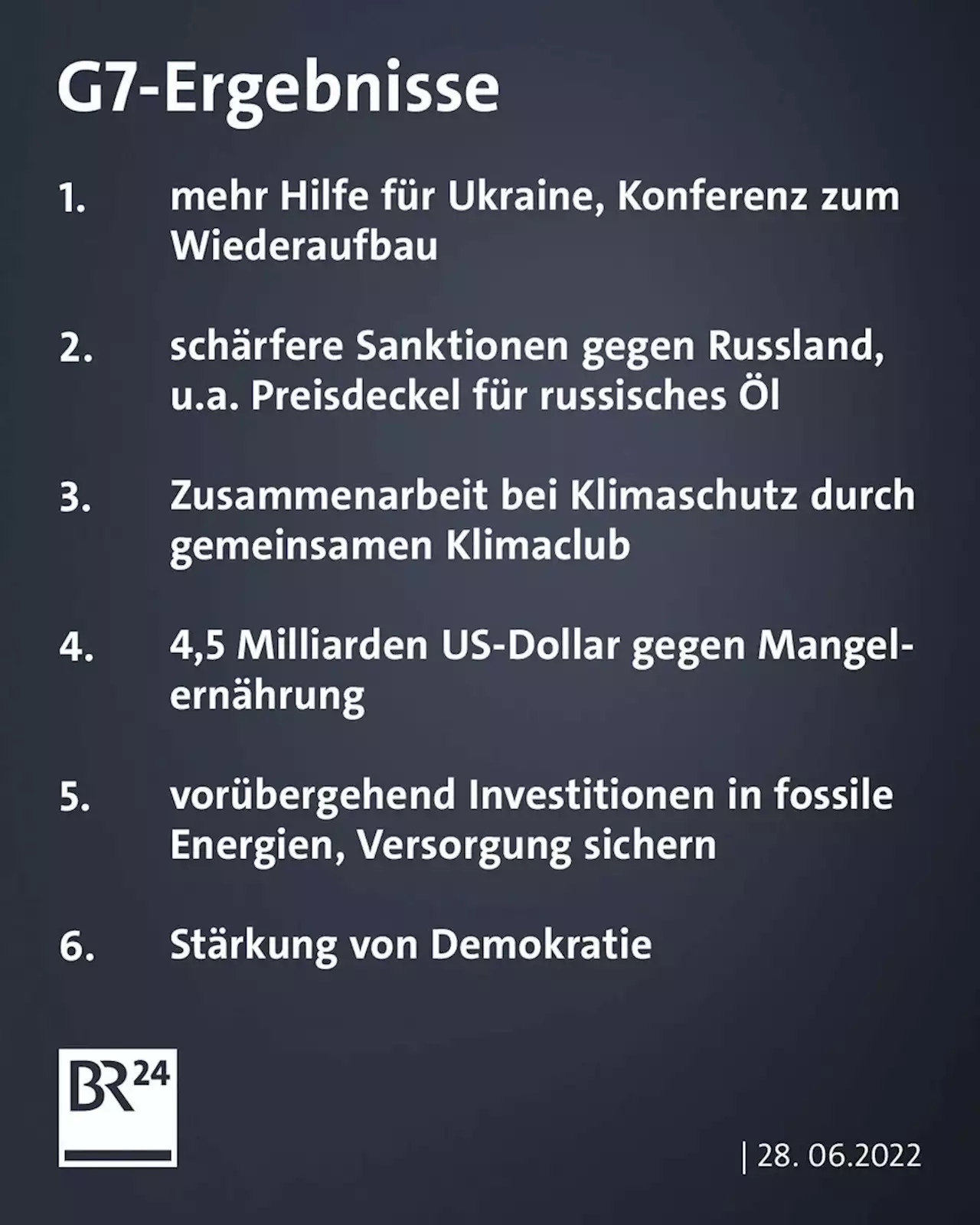 Die wichtigsten Beschlüsse des G7-Gipfels im Überblick