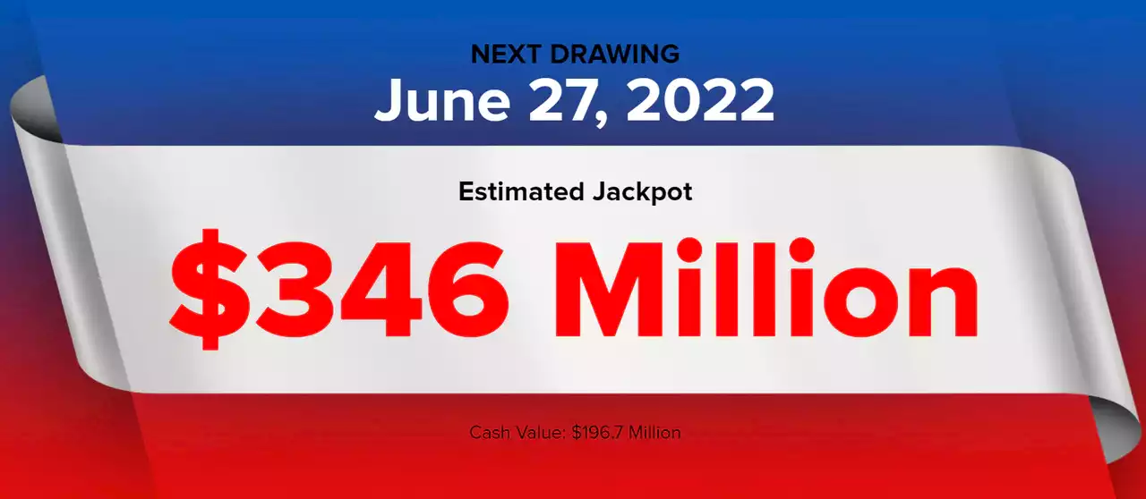 Powerball winning numbers for Monday, June 27, 2022; jackpot $346 million