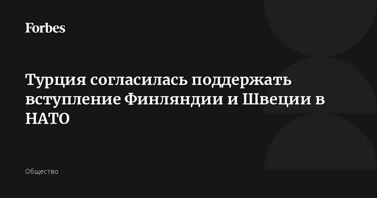 Турция согласилась поддержать вступление Финляндии и Швеции в НАТО