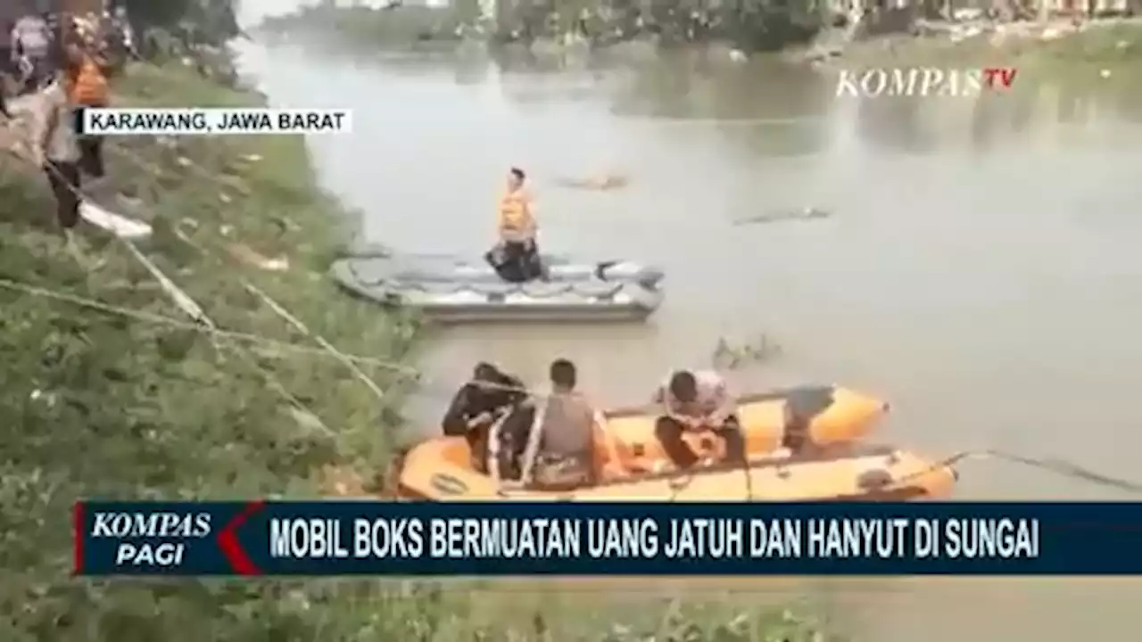 Mobil Boks Pengangkut Uang ATM Terjun dan Terseret Arus Irigasi