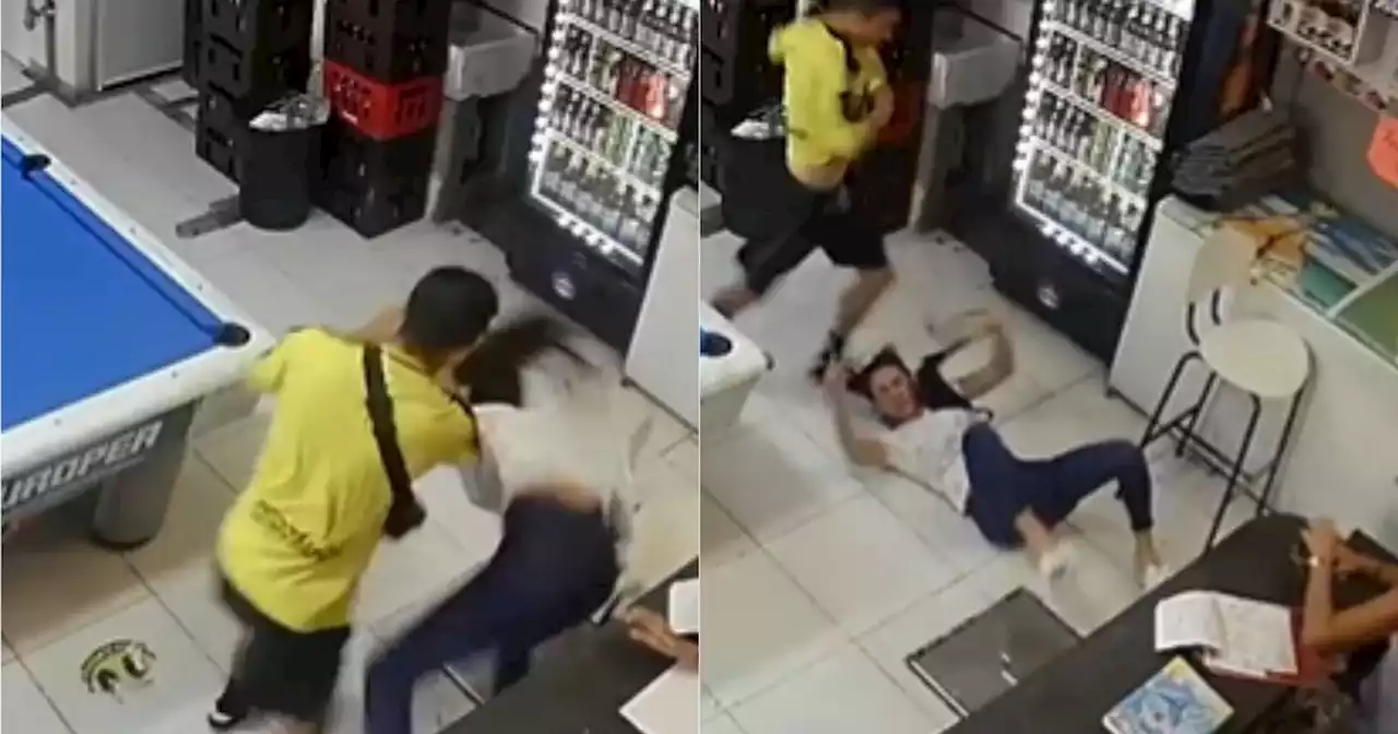 Video: Hombre agarró a patadas a una mujer tras una discusión en un billar
