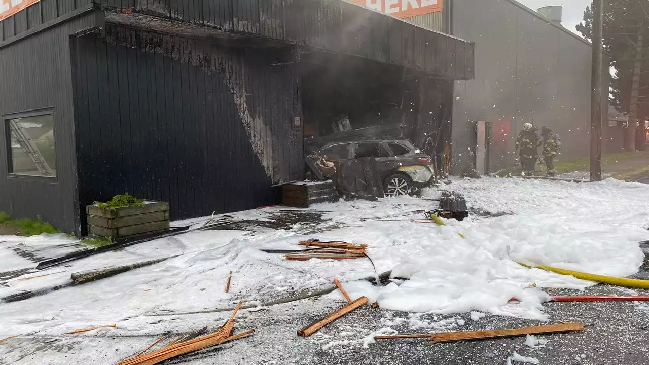 Car crashes into building, causes fire in Seattle's Georgetown neighborhood