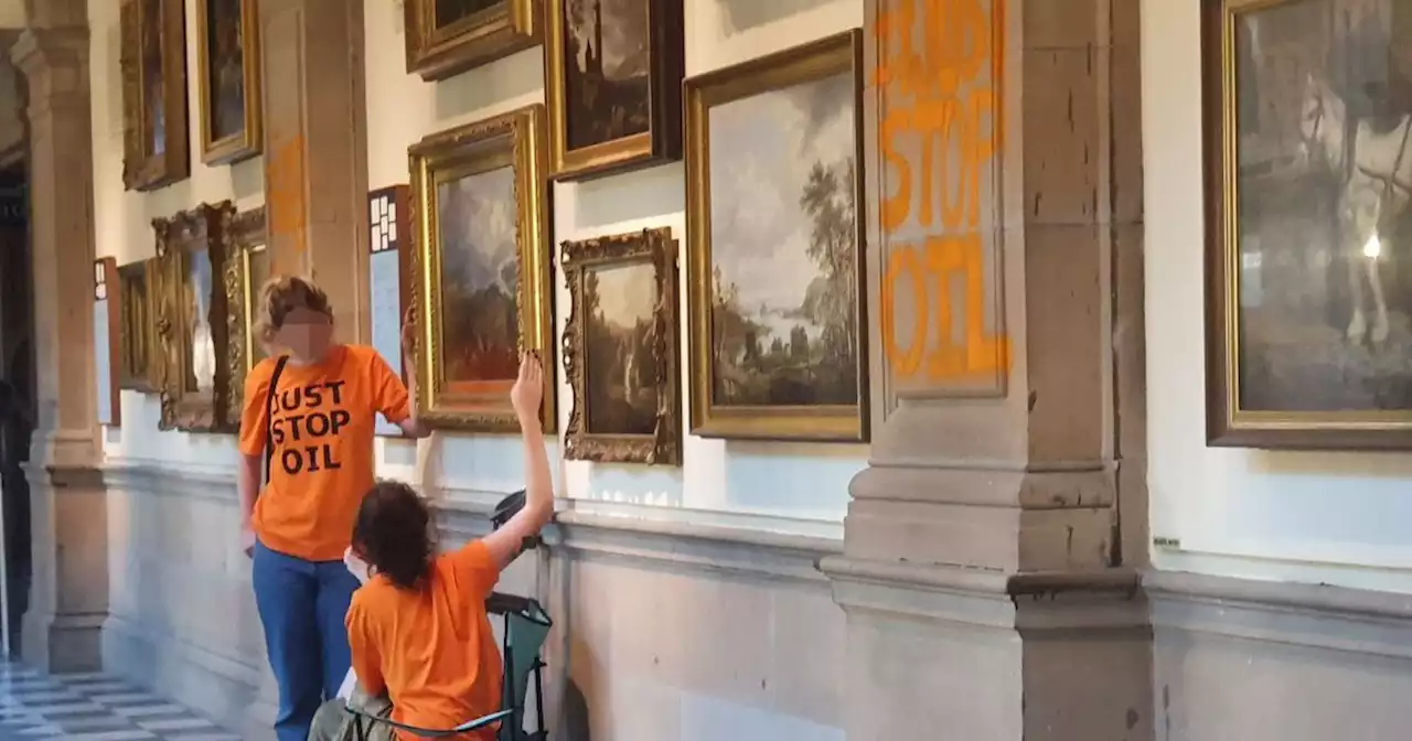 Five people arrested after protesters 'glue themselves to Kelvingrove painting'