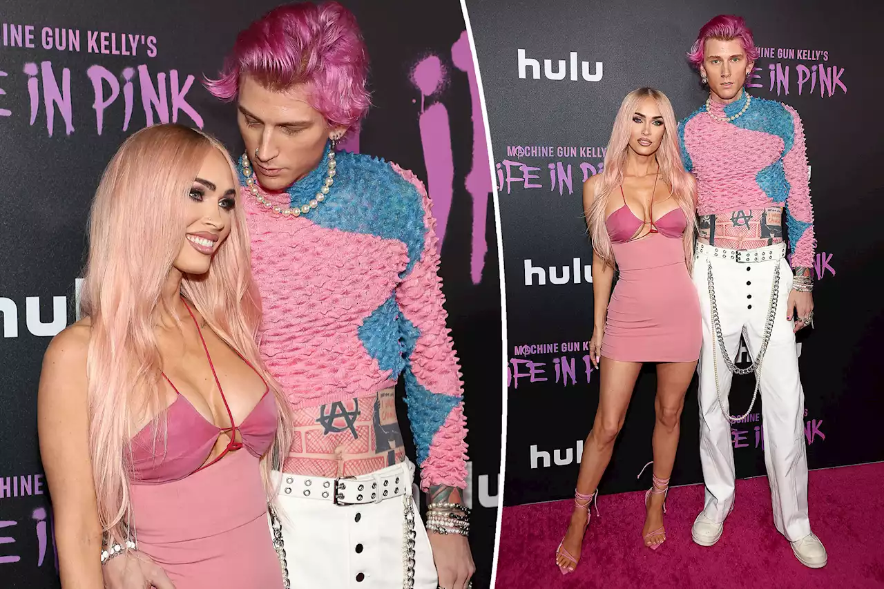 Megan Fox, Machine Gun Kelly match with pink hair at ‘Life in Pink’ premiere