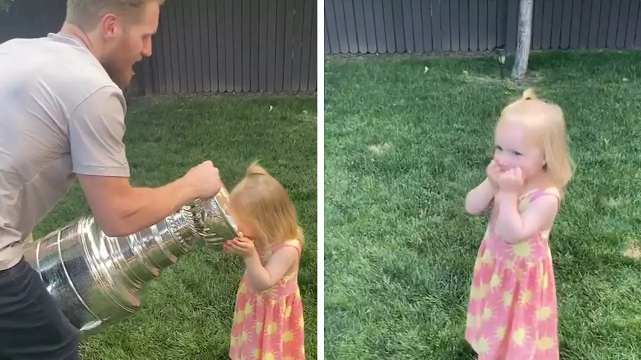 Avalanche Star Gabriel Landeskog's Daughter Takes Adorable Sip From Stanley Cup