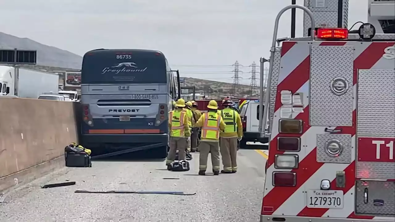 At least 20 injured after crash involving Greyhound bus on Southern California interstate