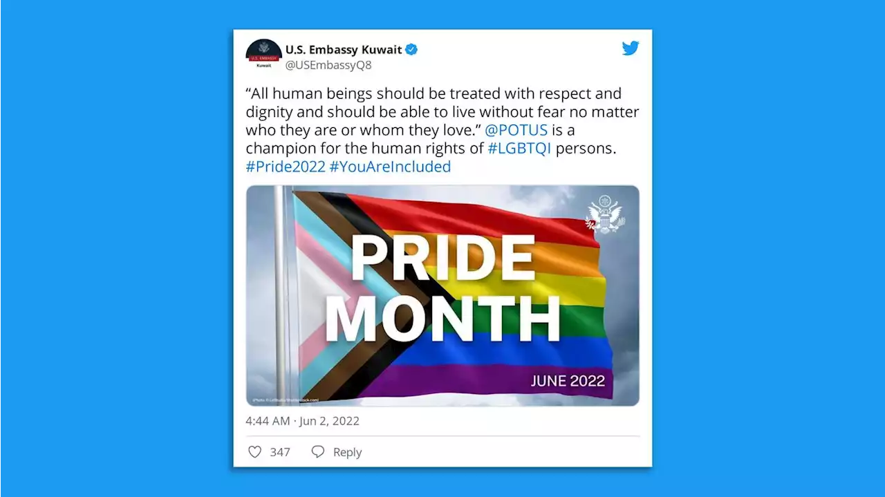 Kuwait summons top U.S. diplomat over embassy's Pride month tweets 'supporting homosexuality'