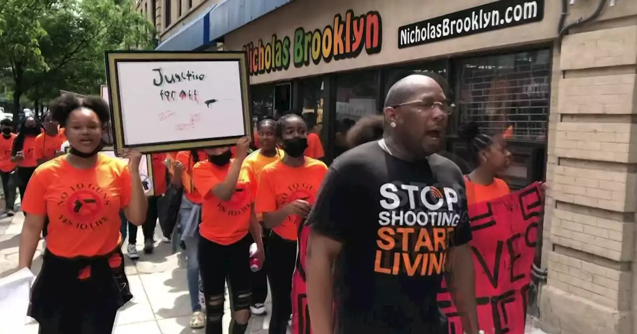 Brooklyn students march through streets to kick off 'Wear Orange Weekend' and draw attention to gun violence