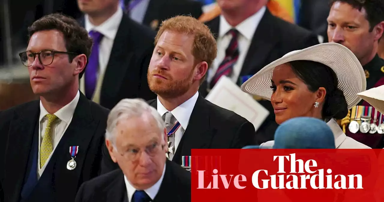 Queen’s platinum jubilee 2022: Charles, William and Harry attend St Paul’s service as the Queen rests – live