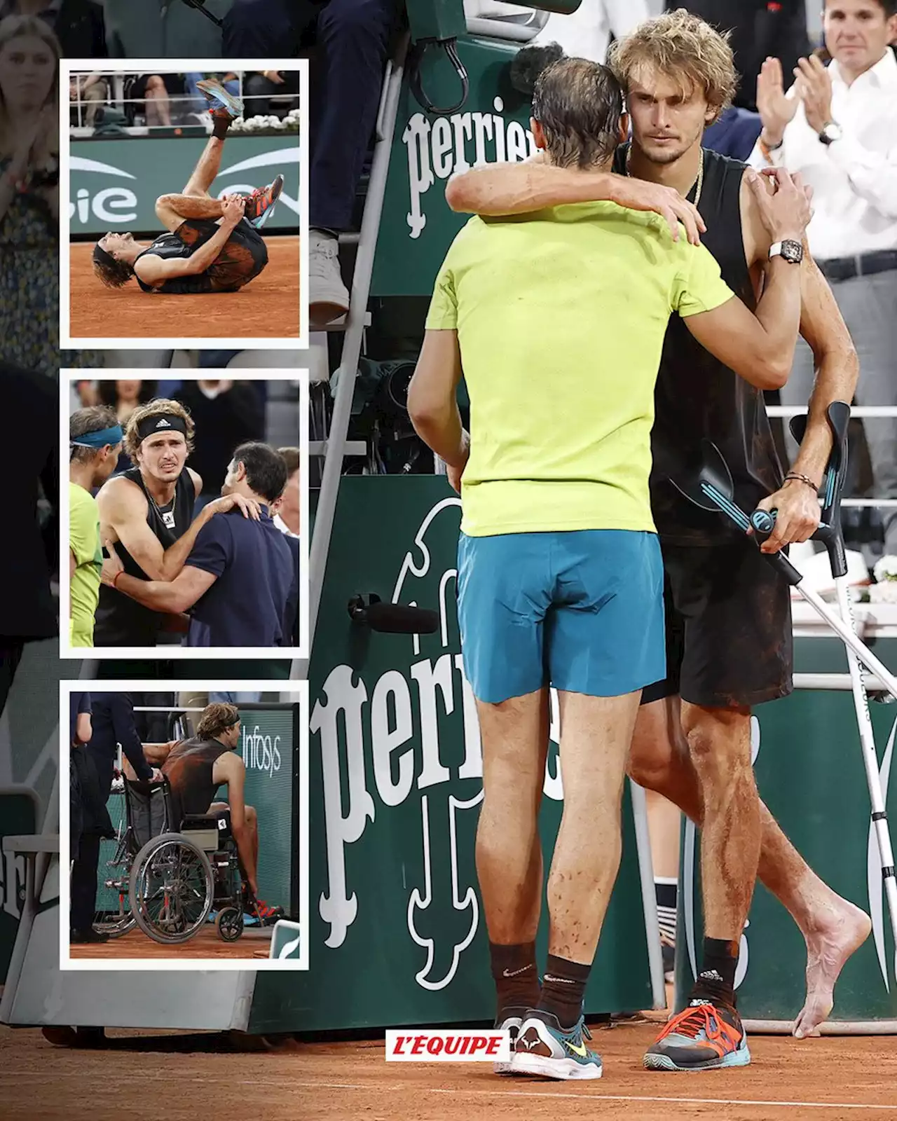 Rafael Nadal en finale à Roland-Garros après l'abandon d'Alexander Zverev, blessé à une cheville