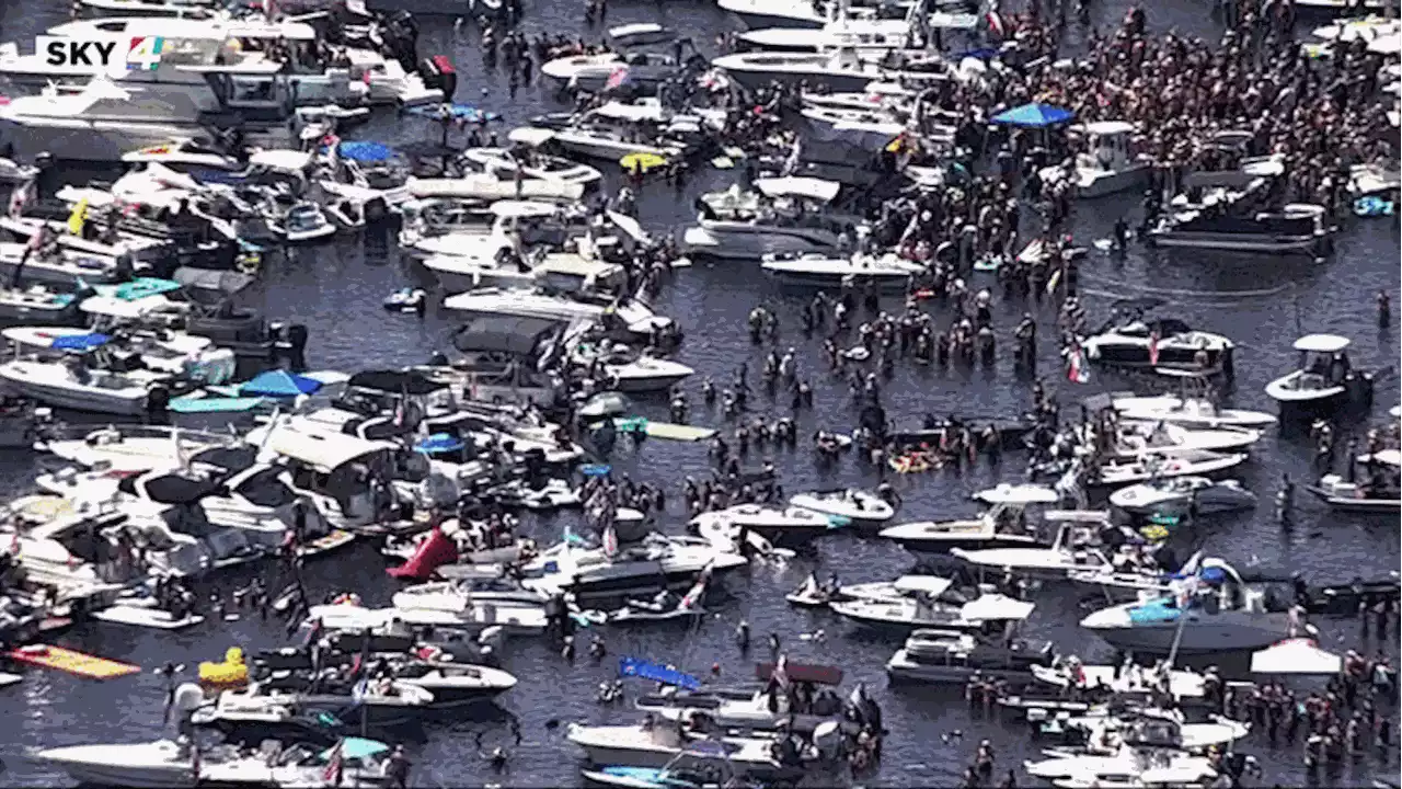 Sea of boats seen at Bayard Point for ‘Boater Skip Day’