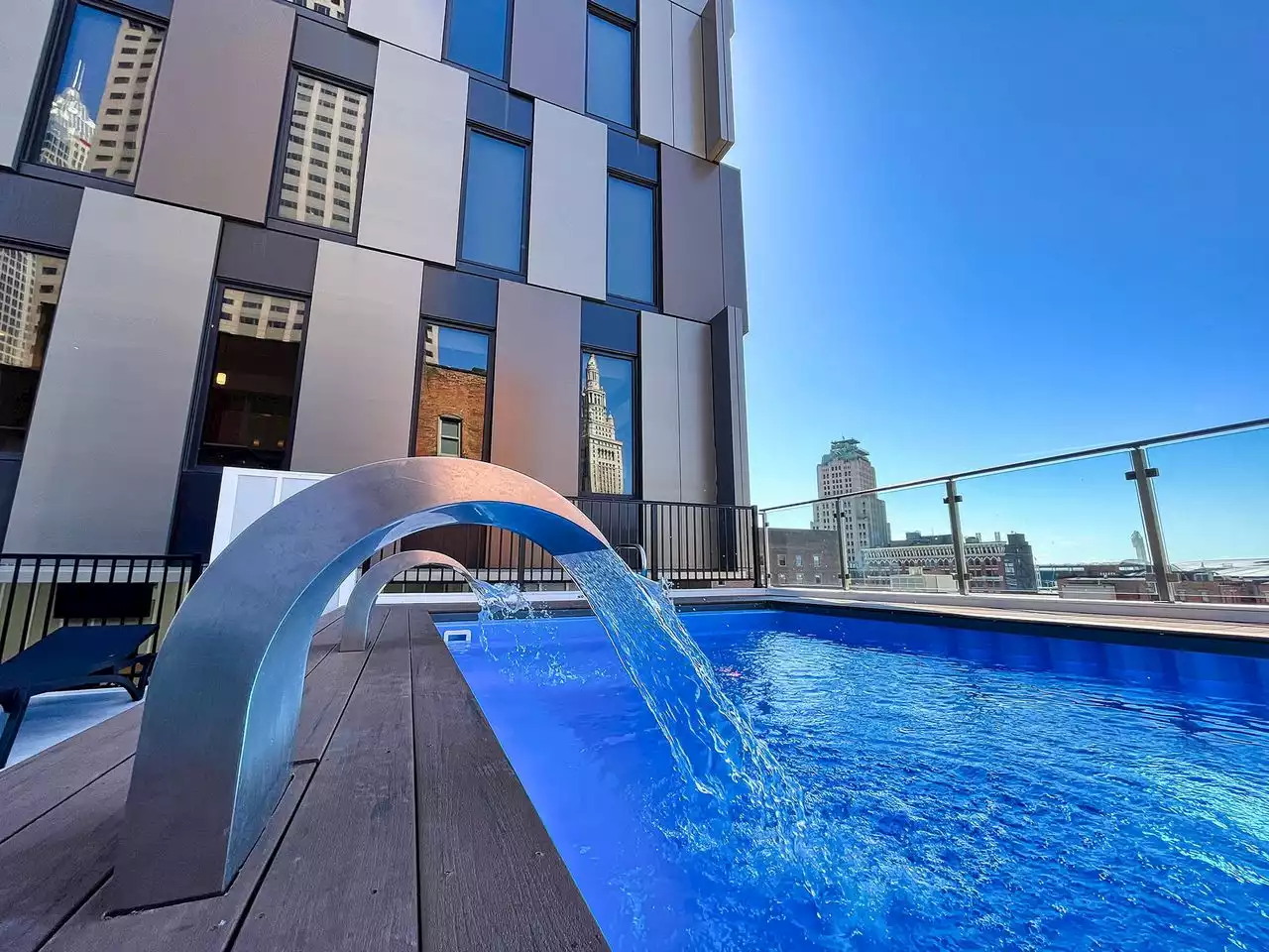 Take at look at the new eighth-floor swimming pool and deck at the downtown Cleveland Beacon apartment high-rise