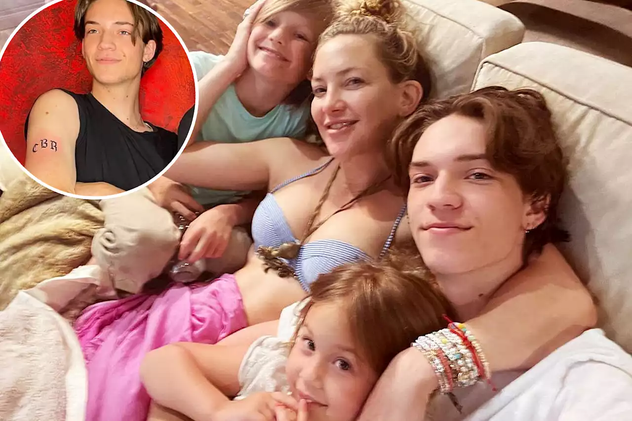 Kate Hudson watches son Ryder, 18, get first tattoo of siblings’ initials