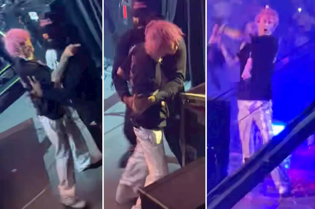 Machine Gun Kelly screams at crew member, smashes guitar in fit of rage at MSG