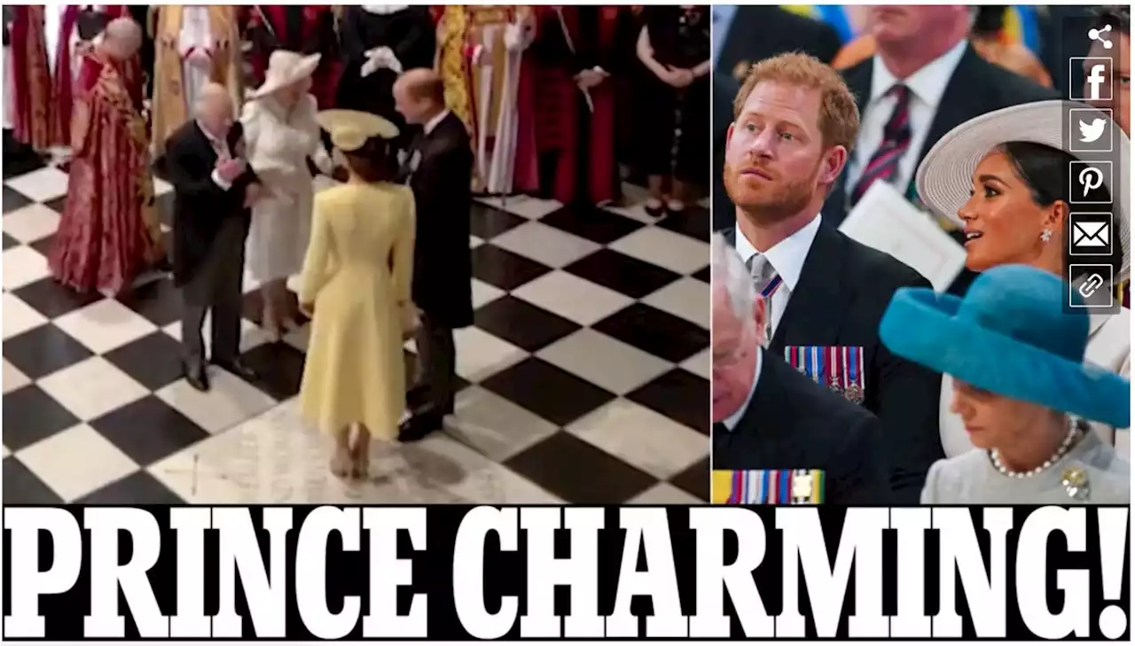 Prince Charles blows a kiss to Kate Middleton before today's service