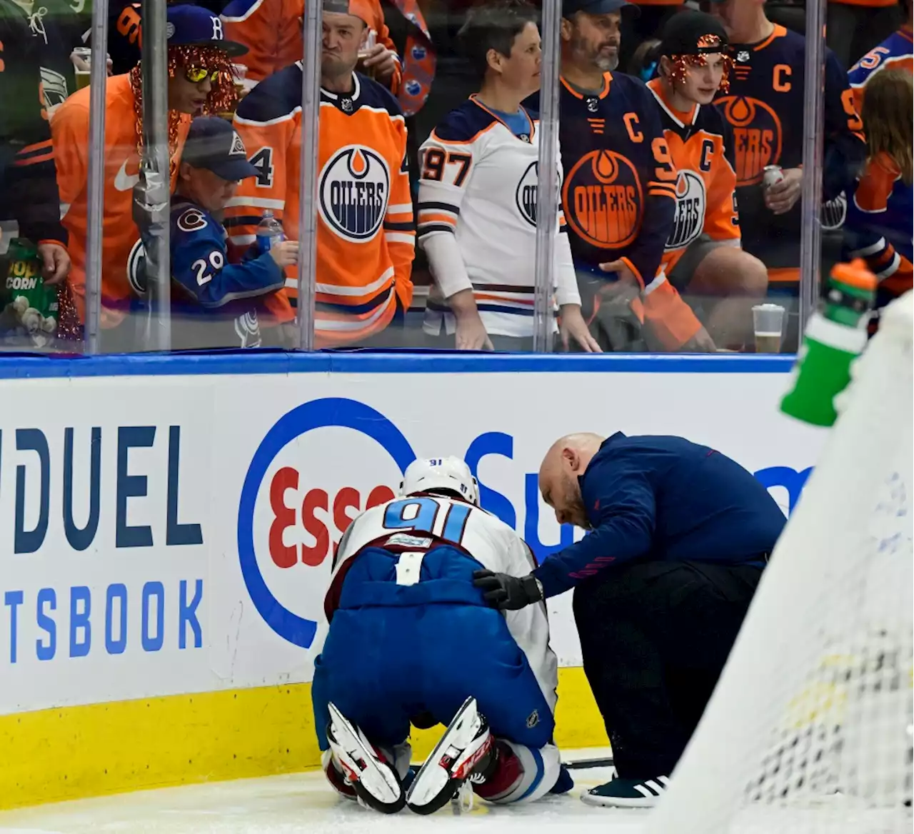 Nazem Kadri done for Game 3 after getting checked into boards in first period