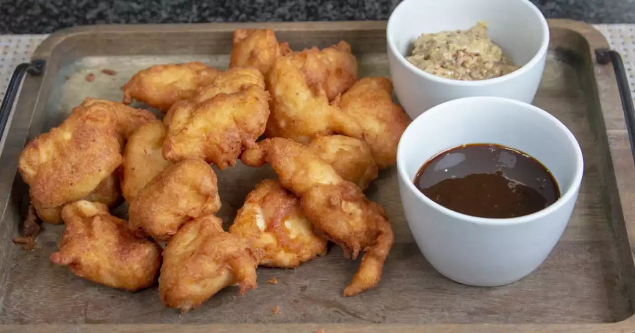 SUNDAY BRUNCH: Pancake Battered Chicken with Two Sauces