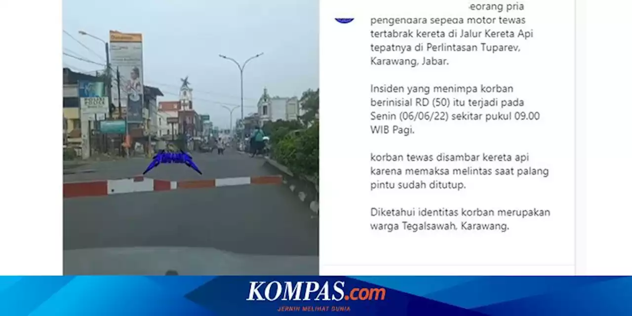 Video Viral Pengendara Motor Tertabrak Kereta Setelah Terobos Palang Pintu Perlintasan