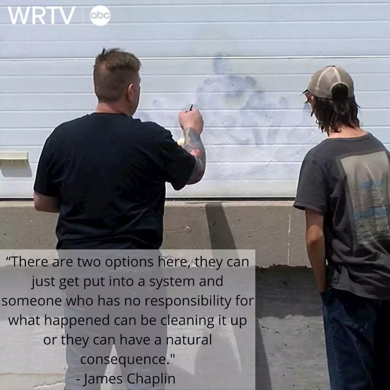 Howard County business owner makes teenager clean up graffiti