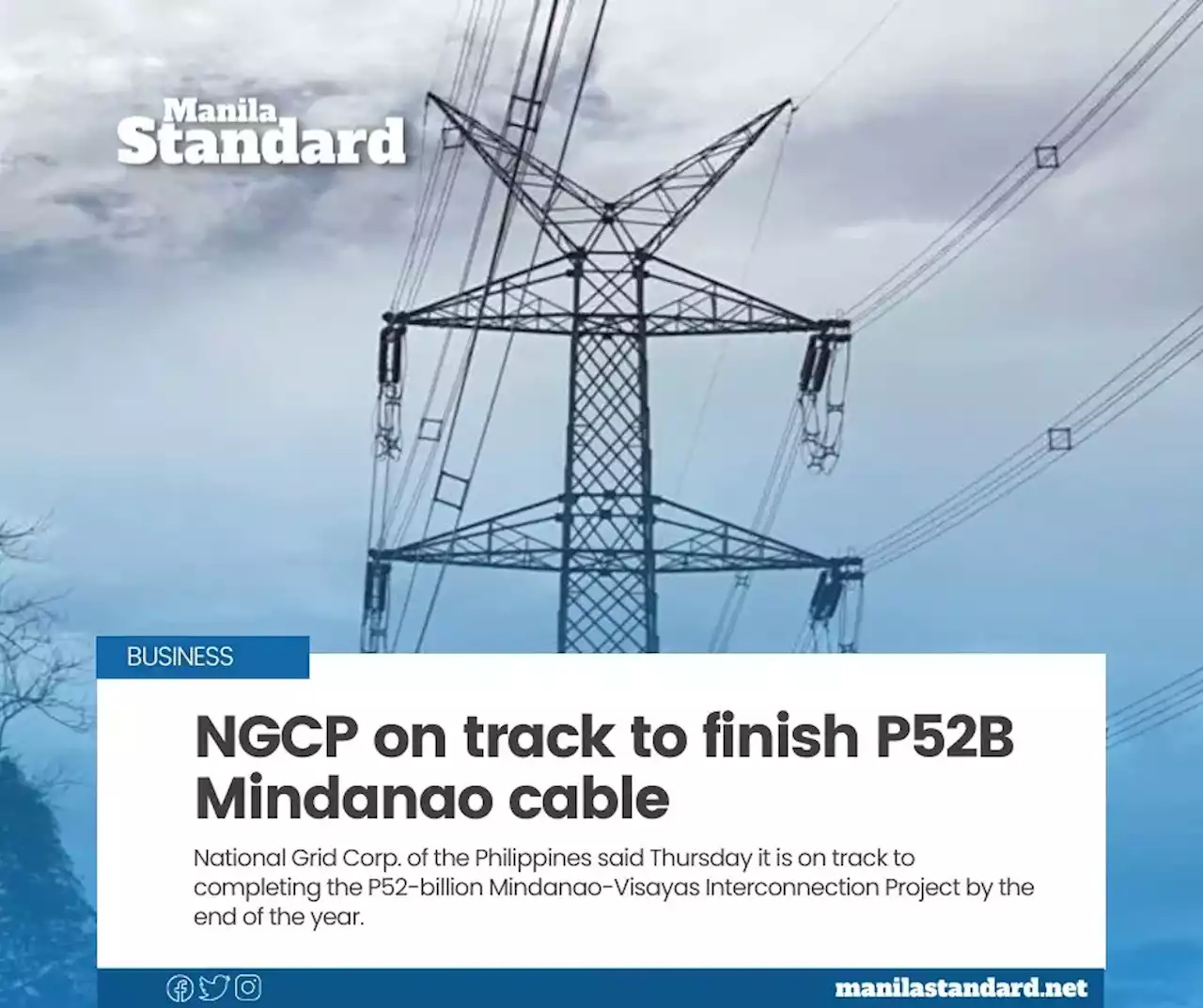 NGCP on track to finish P52B Mindanao cable