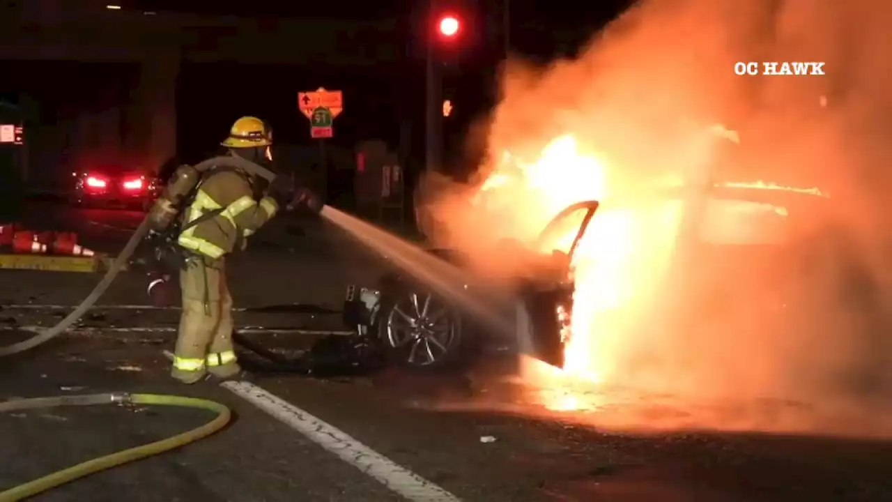 Two Injured in Fiery Crash in Fullerton