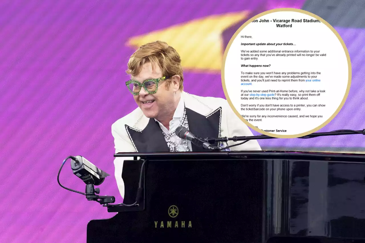 Elton John concert tickets warning after last-minute change