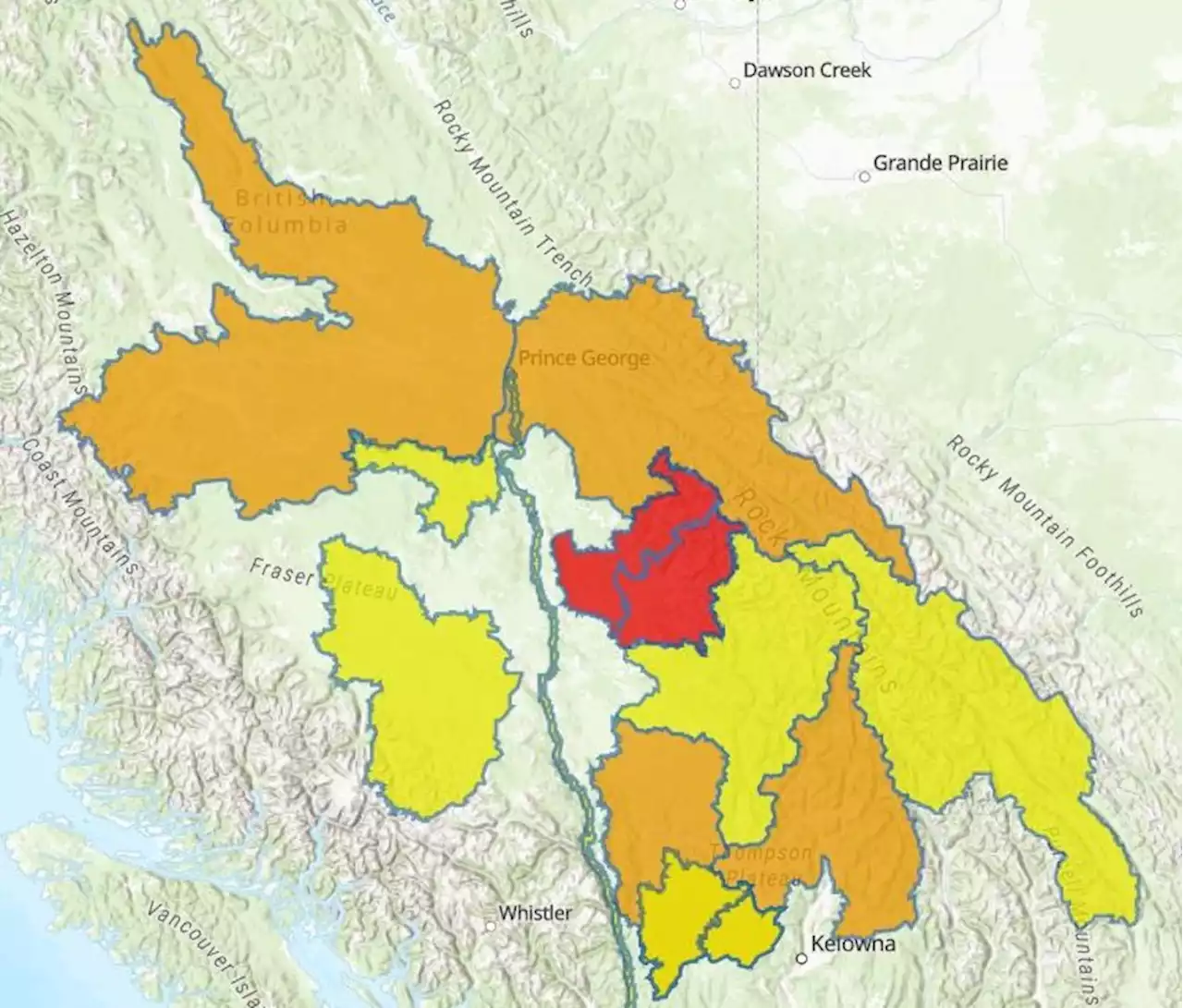 Advisories upgraded to flood watch for Upper Fraser, Nechako