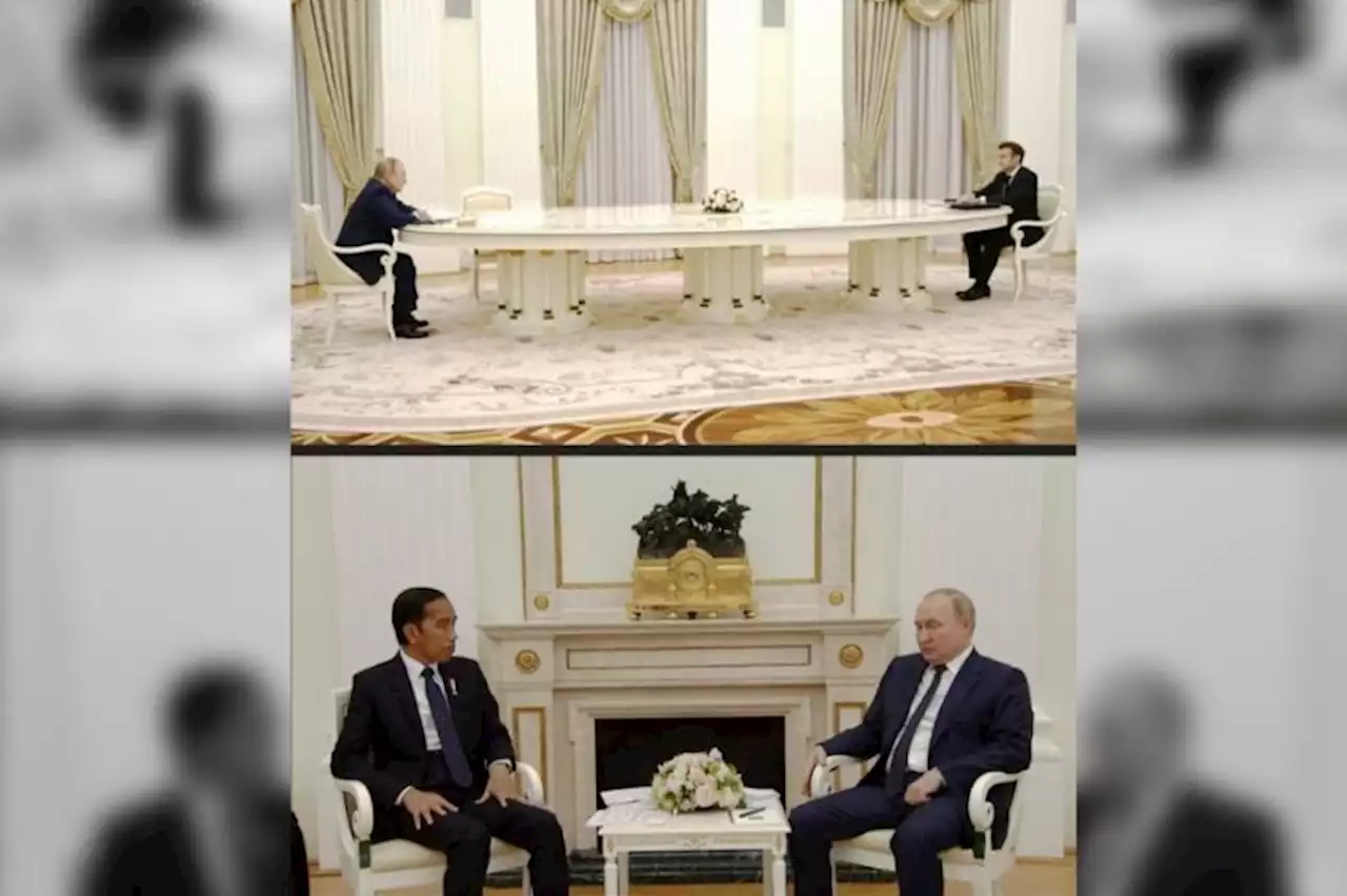 Beda Gaya Putin Terima Presiden Jokowi dan Macron