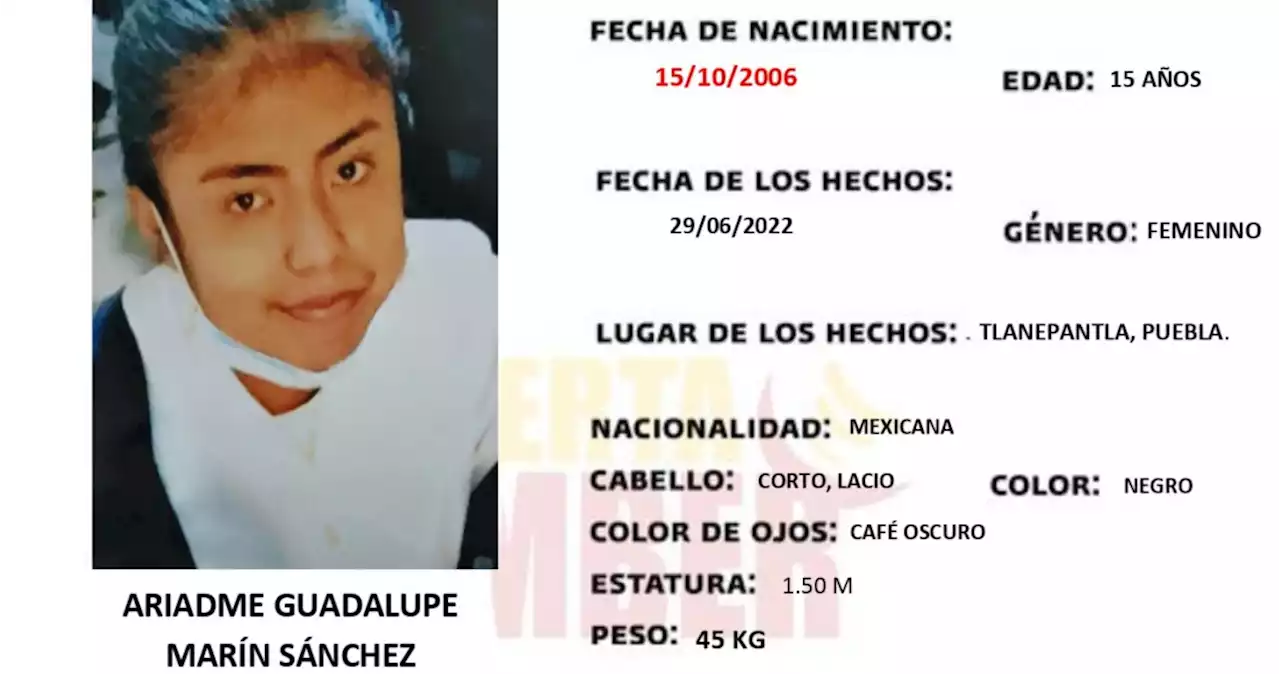 ¿La has visto? Buscan en Puebla a Ariadme, de 15 años y estudiante de enfermería