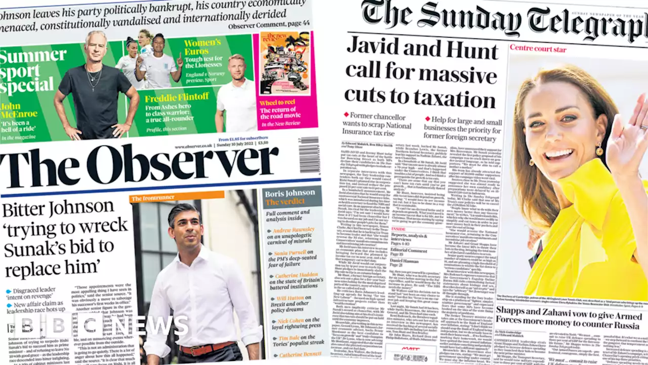 Newspaper headlines: 'Bitter Johnson' and calls for 'massive' tax cuts