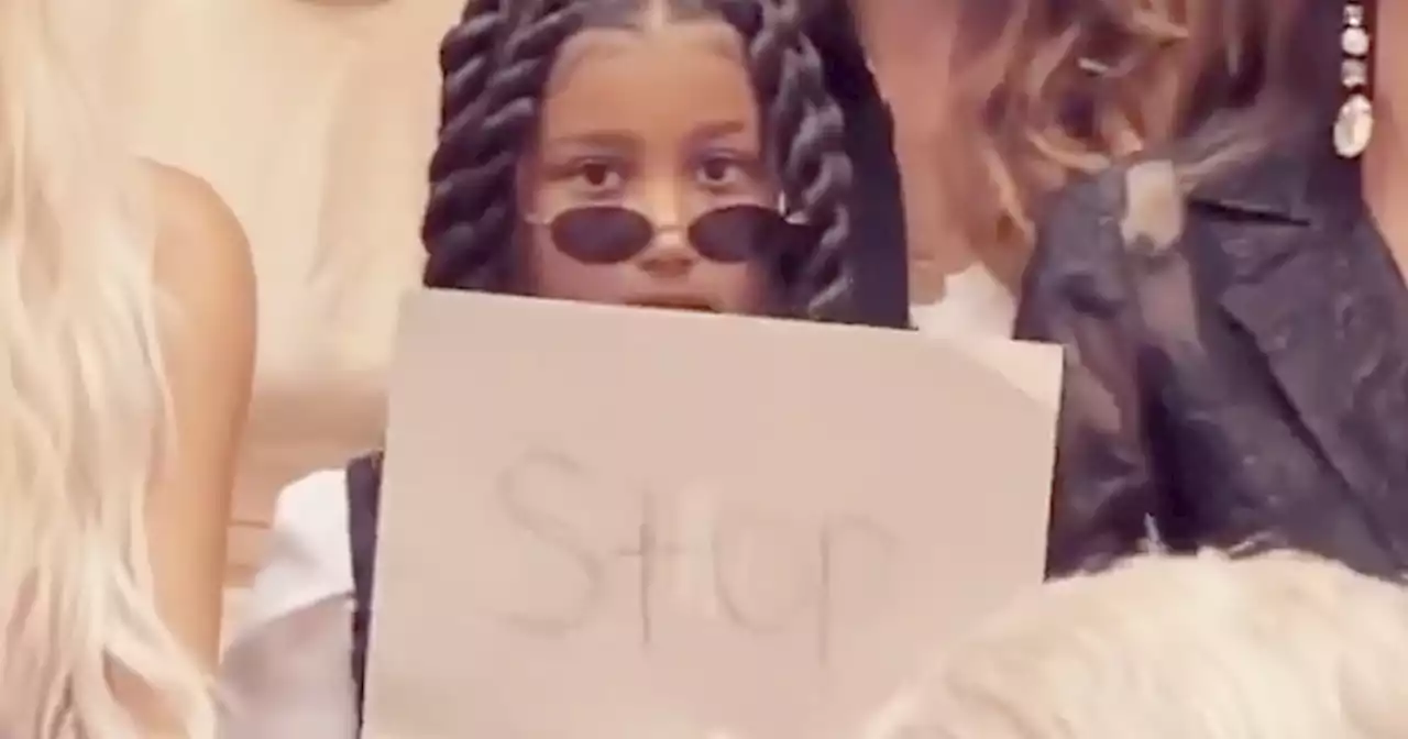 Kim Kardashian explains why daughter North held up a ‘Stop’ sign at fashion show