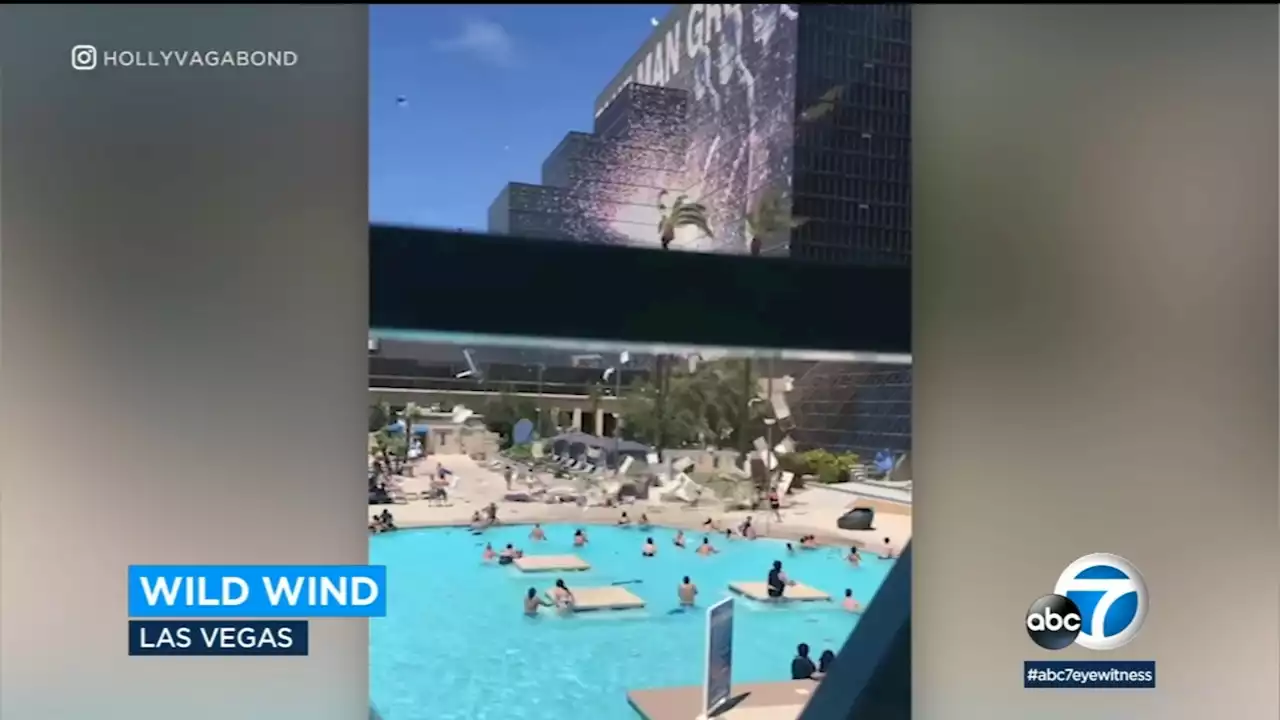 Chaos breaks out at Luxor pool in Las Vegas as dust devil sends furniture flying