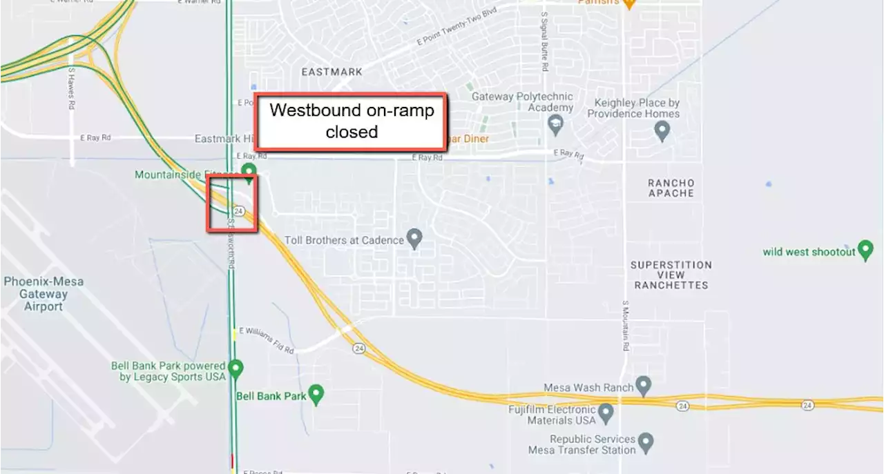 Westbound SR 24 on-ramp at Ellsworth Road to close overnight July 11