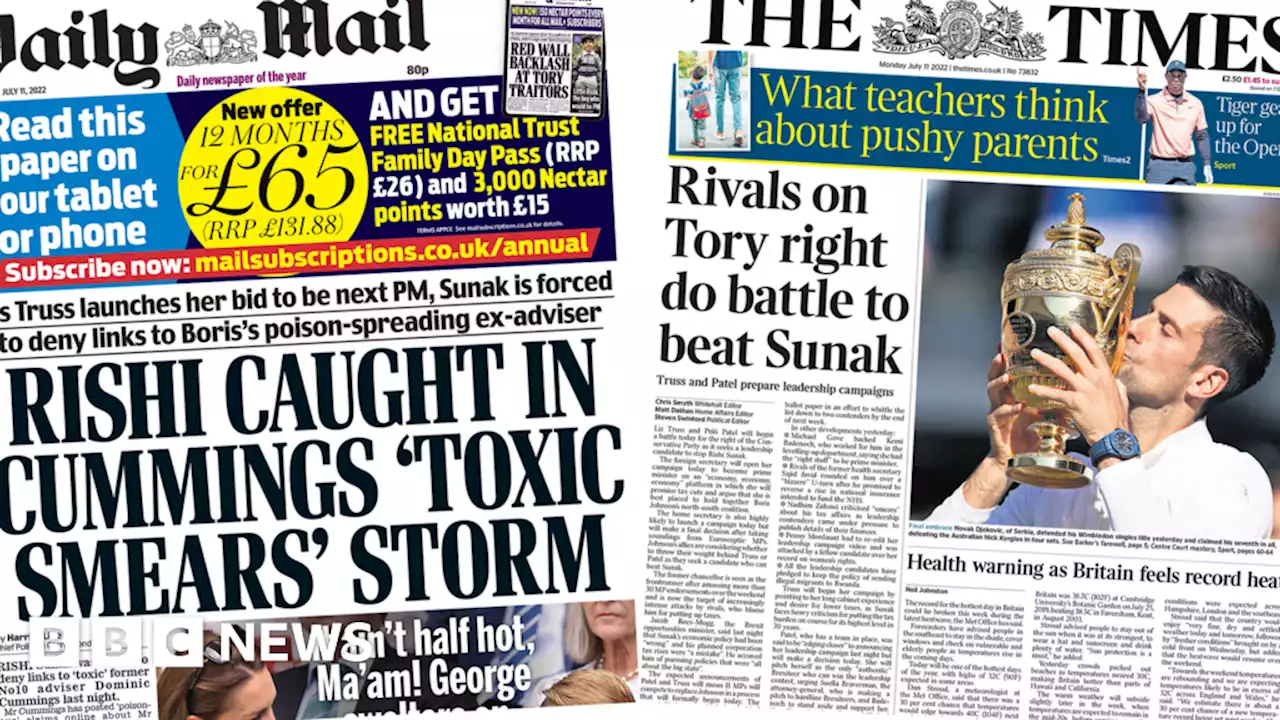 Newspaper headlines: 'Tory rivals scramble' amid 'toxic smears'