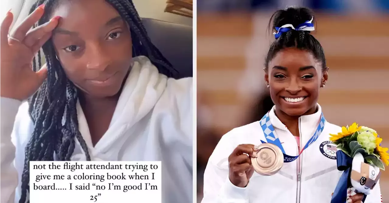 Simone Biles, Our 4'8 Queen, Was Offered A Coloring Book On Her Flight