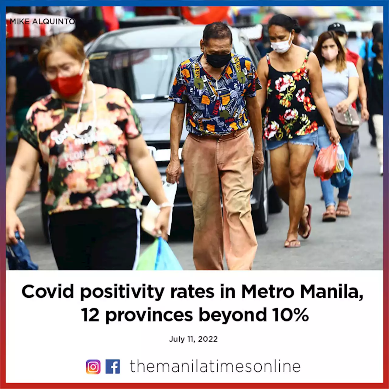 Covid positivity rates in Metro Manila, 12 provinces beyond 10%