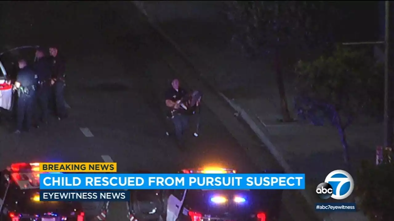 Child rescued in stolen car after chase through downtown, South Los Angeles