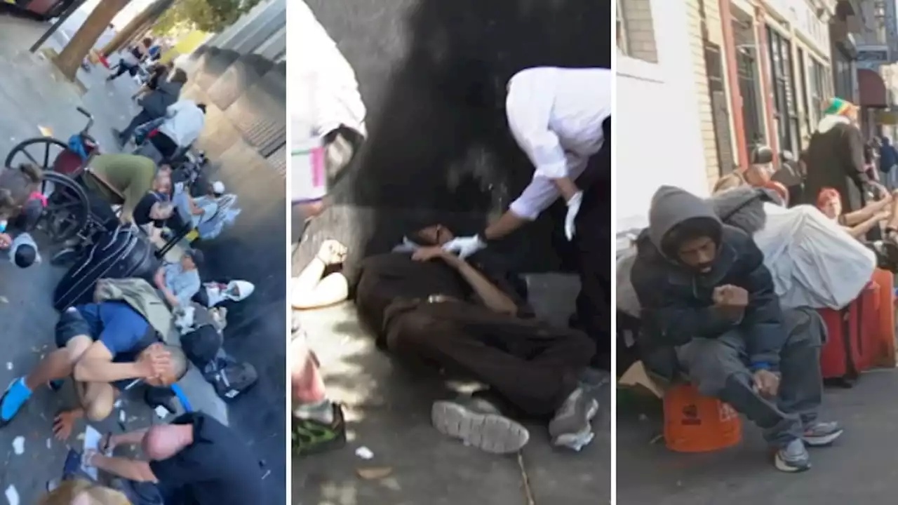 Video shows severity of SF's drug crisis as children try to navigate past users