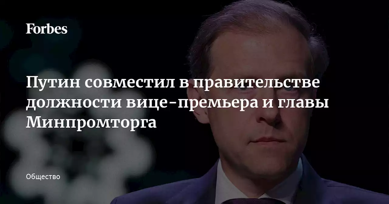 Путин совместил в правительстве должности вице-премьера и главы Минпромторга