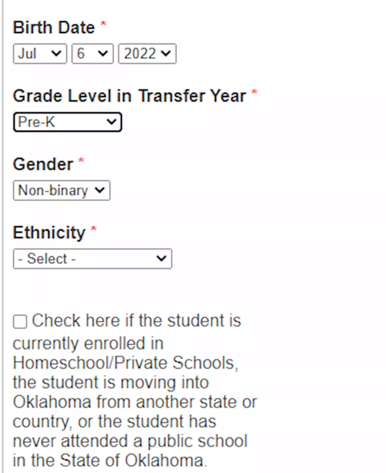 Oklahoma agencies blame bureaucratic oversight for including 'non-binary' option for pre-K students