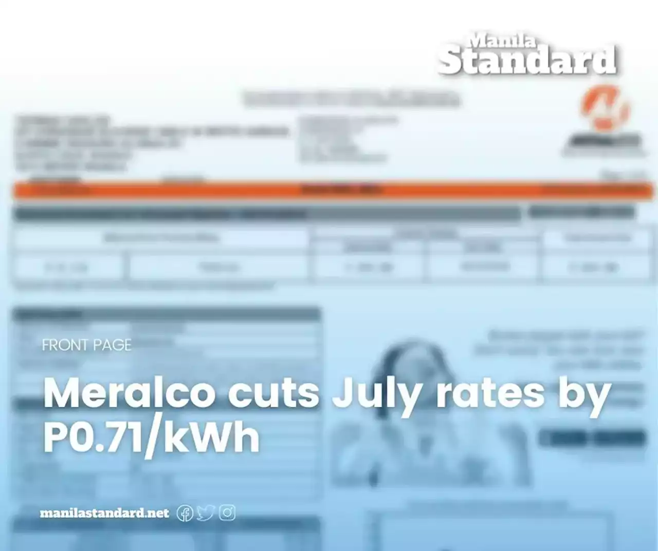 Meralco cuts July rates by P0.71/kWh